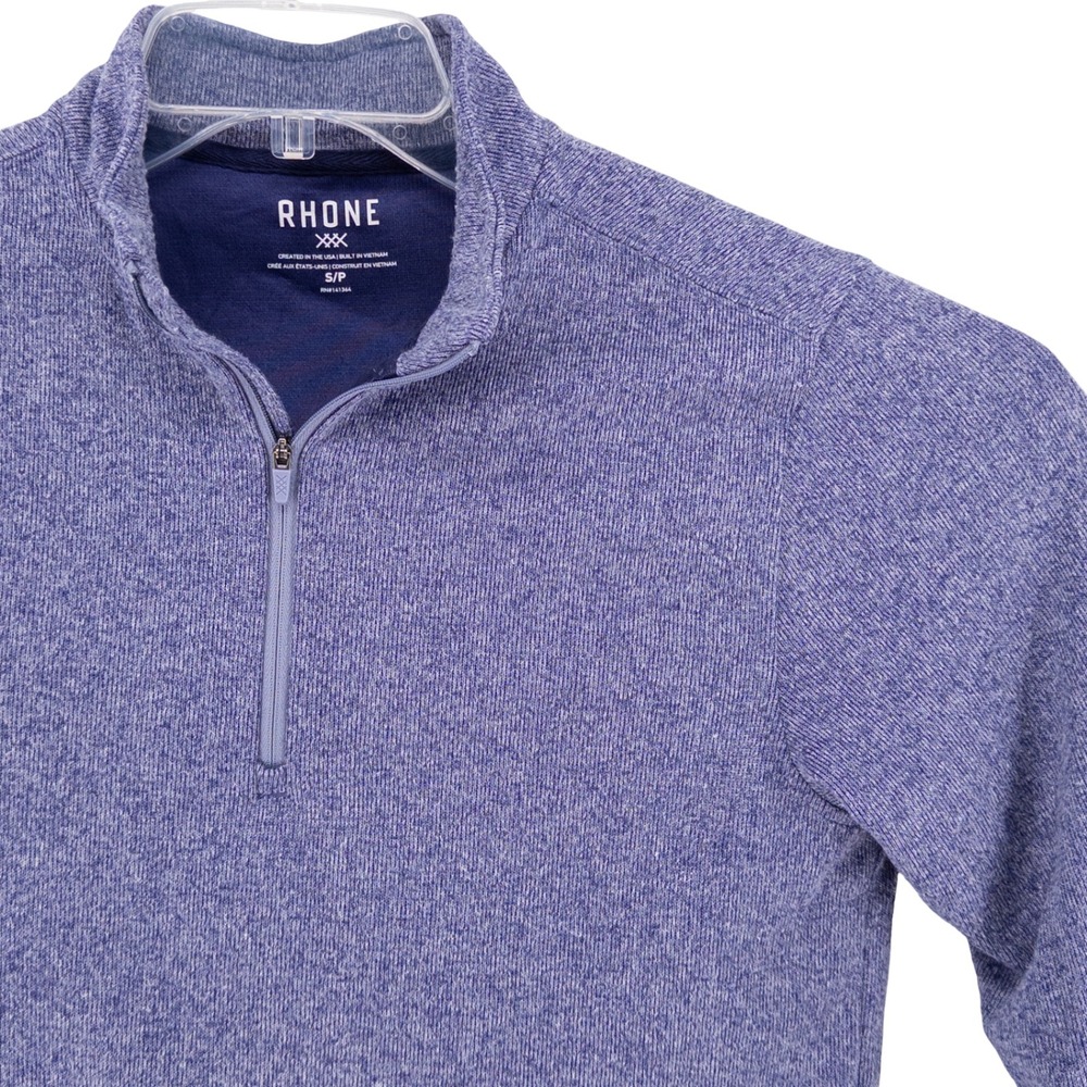 Rhone Mens S Commuter 1/4 Zip Sweater Purple Heathered Athleisure Quarter Zip
